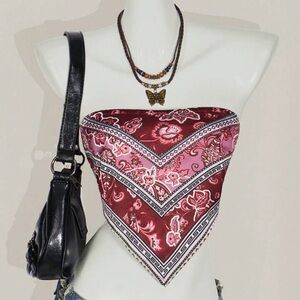 Red and Pink Bandana Top